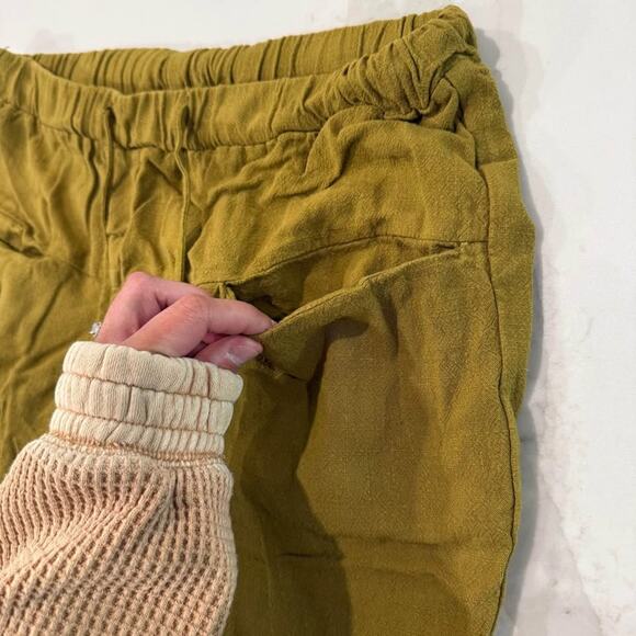 Grade & Gather Wide Leg Linen Blend Pull On Pants Womens Large Mustard Yellow - Picture 4 of 7